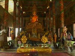 Block Shot Buddha in Wat Phnom Temple Phnom Penh Cambodia Stock Footage
