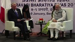 CLEAN : French FM Ayrault meets Indian PM Modi in Bangalore News Clip
