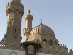 Wide Shot, static - A mosque displays a beautiful example of Islamic architecture / Egypt Stock Footage