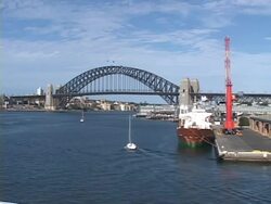 Sailing into the harbor Stock Footage