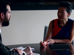 MS Businesswoman and businessman discussing project in office conference room/Washington, USA Stock Footage