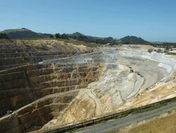 Trucks move in mine Stock Footage