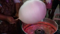 Cotton candy street food market in thailand Stock Footage