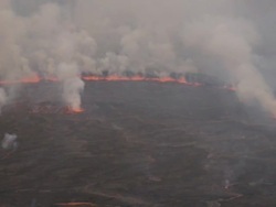 MS Shot of Molten rock cools and forms plates on surface of lava lake / Goma, Virunga National Park, Democratic Republic of the Congo Stock Footage