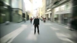 Crowd walking around frustrated man Time lapse Stock Footage