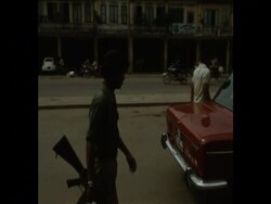 SYND 18-9-73 ROAD BLOCKS AND FOOD MARKET IN PHNOM PENH, CAMBODIA News Clip