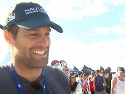 INTERVIEW - Geoff Stults on doing the triathlon at Nautica Malibu Triathlon Presented by Equinox on 9/8/13 in Malibu, CA. Stock Footage