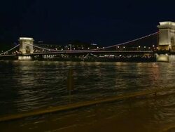 SzÃƒÂ©chenyi Chain Bridge at night Stock Footage