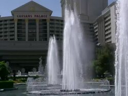 Fountains in front of Caesars Palace in Las Vegas Stock Footage