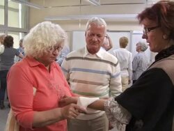HD: Seniors Practicing First Aid Bandaging Stock Footage