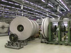 WS PAN Interior view of gravure printing office / Itzehoe, Schleswig-Holstein, Germany  Stock Footage