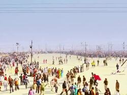 WS View of pilgrims in Kumbh Mela / Allahabad, Uttar Pradesh, India Stock Footage