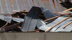 Building wreckage, Hurricane Katrina, aftermath Stock Footage