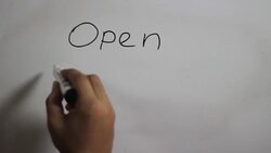 Hand writing a 'Open your mind'on white board Stock Footage