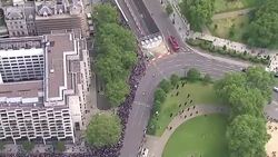 Anti-Brexit March Aerials News Clip