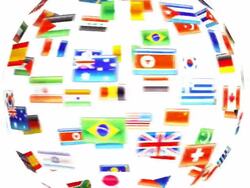 Rotating flags on white background Stock Footage