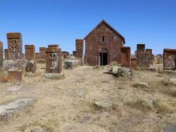 Lake Sevan, Cross-slabs and tombs in Nuraduz cemetery Stock Footage