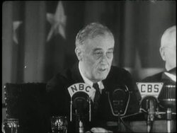 U.S. President Franklin D. Roosevelt's delivers his humorous Fala speech at a Teamsters Union banquet. News Clip