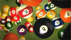 Colorful billiard balls float and change colors against a green background. Stock Footage