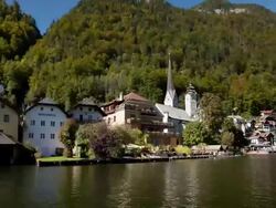 HYPERLAPSE Hallstatt across lake 1 Stock Footage