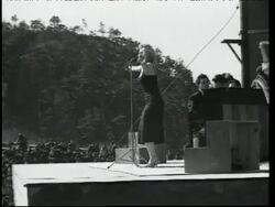 Marilyn Monroe performing for troops in Korea Stock Footage