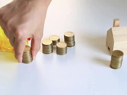 Concept of saving for home Stock Footage