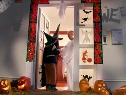 HD CRANE: Kids Going Out On Halloween Stock Footage