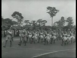 Durbar held by His Excellency Sir Arnold Hodson on the occasion of the presentation of a silver bell and gold shield to HMS Ashanti by the Chiefs and people of Ashanti.   27 February 1939 Stock Footage
