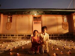 Portrait of a rural kids celebrating diwali festival Stock Footage