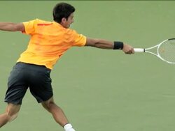 Top-seed Roger Federer advanced to his sixth straight U.S. Open final Sunday night, beating No. 4 Novak Djokovic, 7-6, 7-5, 7-5. The five-time defending champ will meet No. 6 Juan Martin del Potro, who earlier upset No. 3 Rafael Nadal in straight sets. (Sept. 13) News Clip