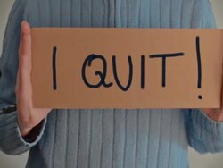 I quit message on cardboard Stock Footage