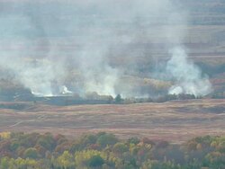 WS ARIEAL View of Smoke at fields / Maine, United States Stock Footage