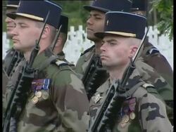 George Bush at service honoring WWII soldiers Stock Footage