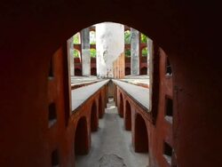 MS POV Shot of Ram Yantra (Jantar Mantar) at observatory / New Delhi, India Stock Footage