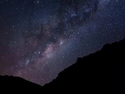 WS T/L View of Milky way rising over Los Andes in northern Argentina / Tinogasta, Catamarca, Argentina Stock Footage