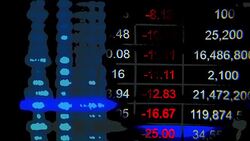 Stock market data on a monitor. Finance data concept Stock Footage