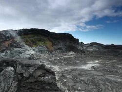 WS Steam pouring out of volcanic black landscape at leirhnjukur / Krafla, Myvatn region, Iceland Stock Footage