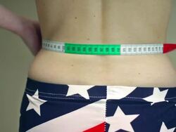 Woman, America and tailor tape. Stock Footage