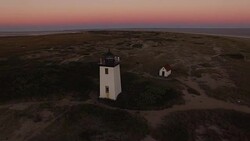 Wood End Lighthouse Slow Flyaway Stock Footage