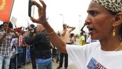 Eritrean Refugees in Israel protest in Tel Aviv. News Clip