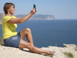 young woman with tablet computer Stock Footage