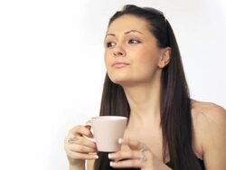 HD:Girl holding coffee cup Stock Footage