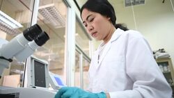 Young Asian women scientist working with pipette in laboratory Stock Footage