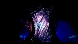 Man with constellations projected on his face Stock Footage