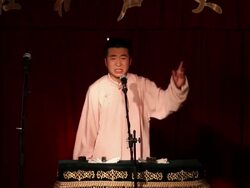 MS Man performing peking repartee in monolog traditional chinese comic talk show AUDIO / xi'an, shaanxi z, china Stock Footage