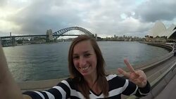 Slow motion shot of woman taking a selfie in Sydney Stock Footage