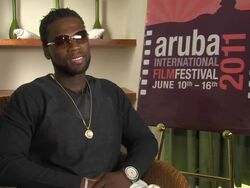 INTERVIEW 50 Cent aka Curtis Jackson on his up-coming 5th album at the Aruba International Film Festival: Things Fall Apart Interview at Aruba . (Footage by WireImage Video/Getty Images Entertainment Video) Stock Footage