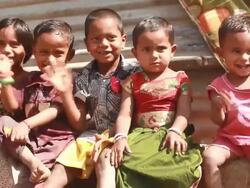 Group of Cheerful Rural Indian Children Stock Footage