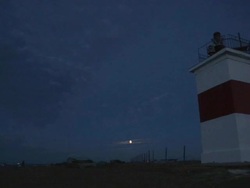 lighthouse and the moon Stock Footage