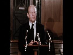 SYND 8-2-74 FORD DEFENDS PRESIDENT NIXON DECISION ON DOCUMENTS WATERGATE News Clip